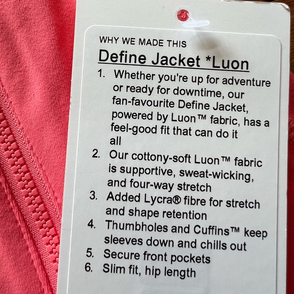 ❤️LULULEMON DEFINE JACKET*LUON-RASPBERRY CREAM-10/12❤️ - Picture 11 of 12